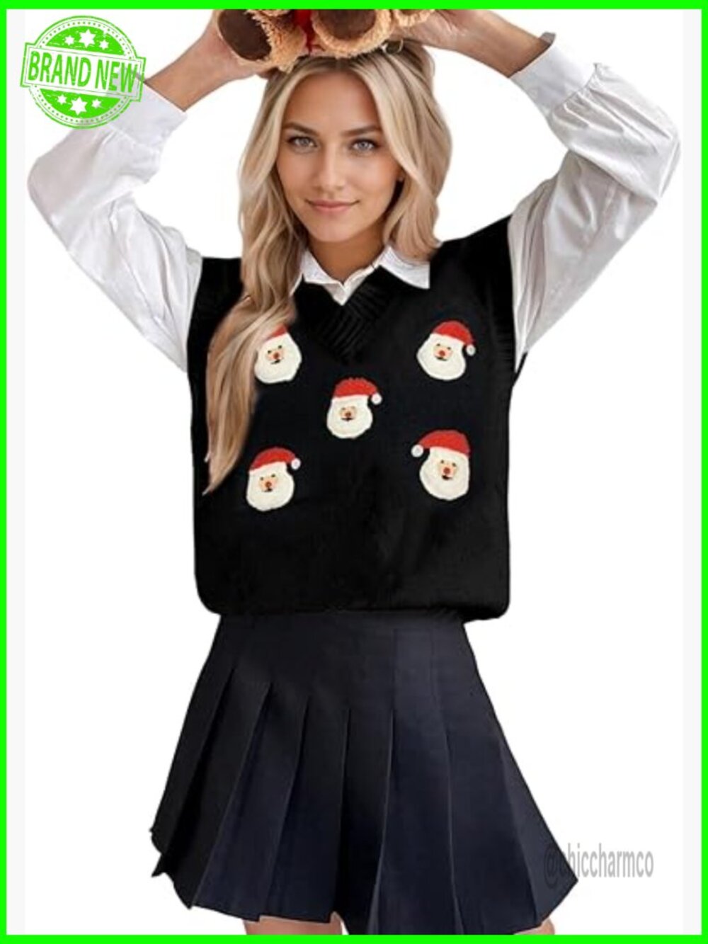 Holiday Sweater Vest Sleeveless Ribbed Knit Casual Pullover Tank Top